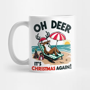 Oh deer, it's Christmas again! - Reindeer on the beach Mug